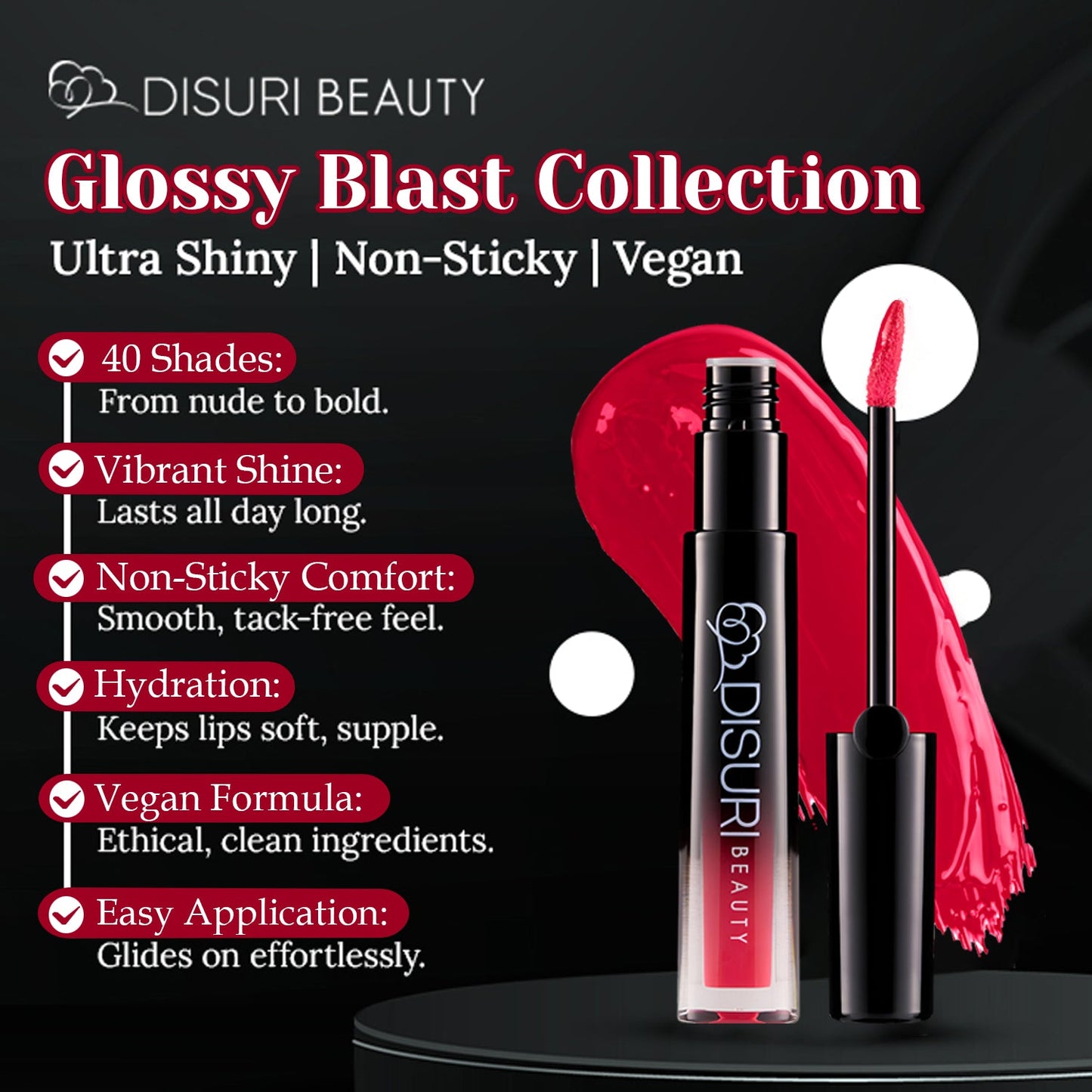 DISURI Beauty Glossy Blast Lip Gloss - Pink Fire-4