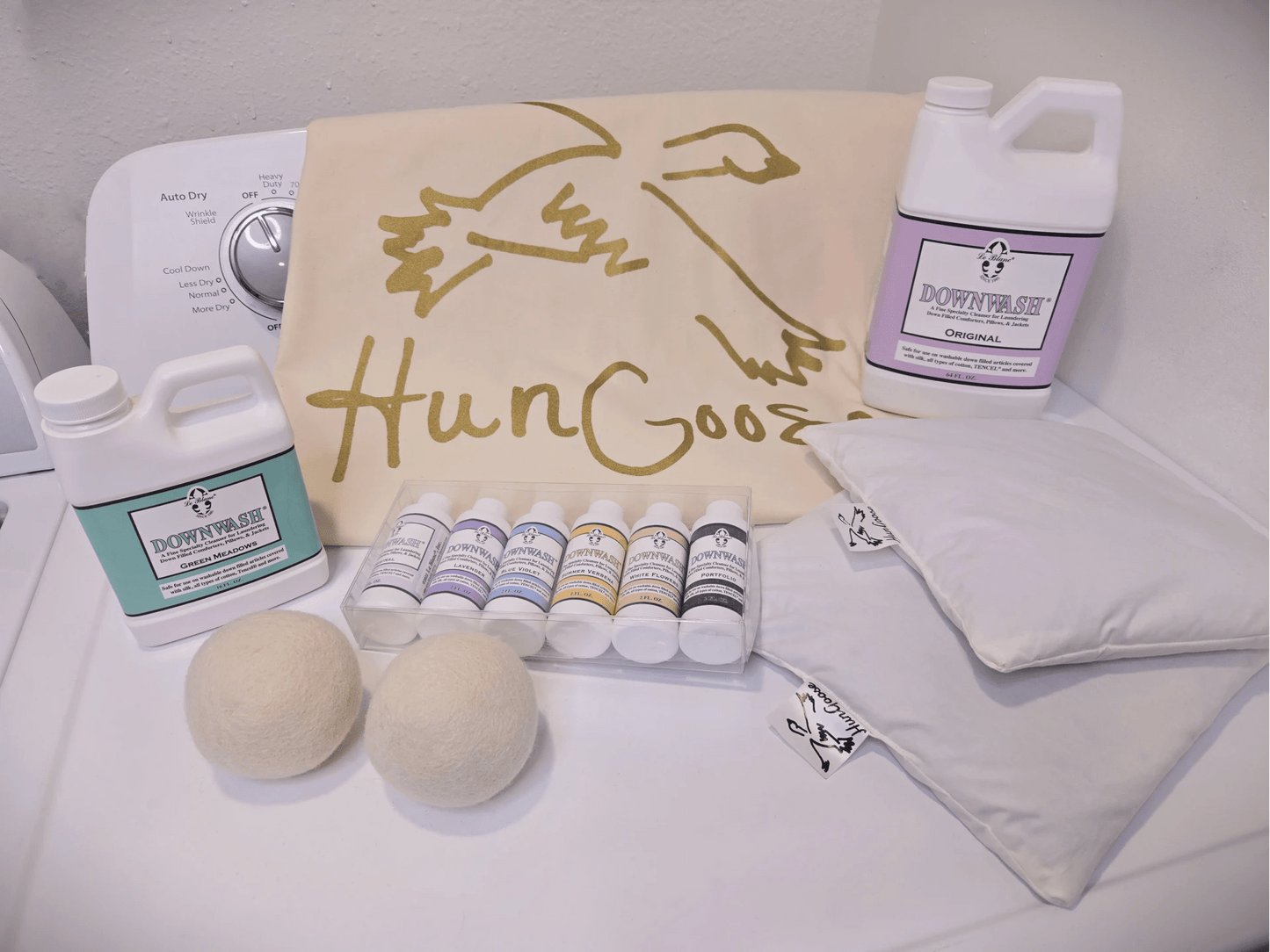 Goose Down Product Care, down comforter cleaning kit with down feather detergent