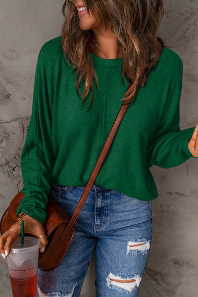 Double Take Full Size Round Neck Long Sleeve T-Shirt-0