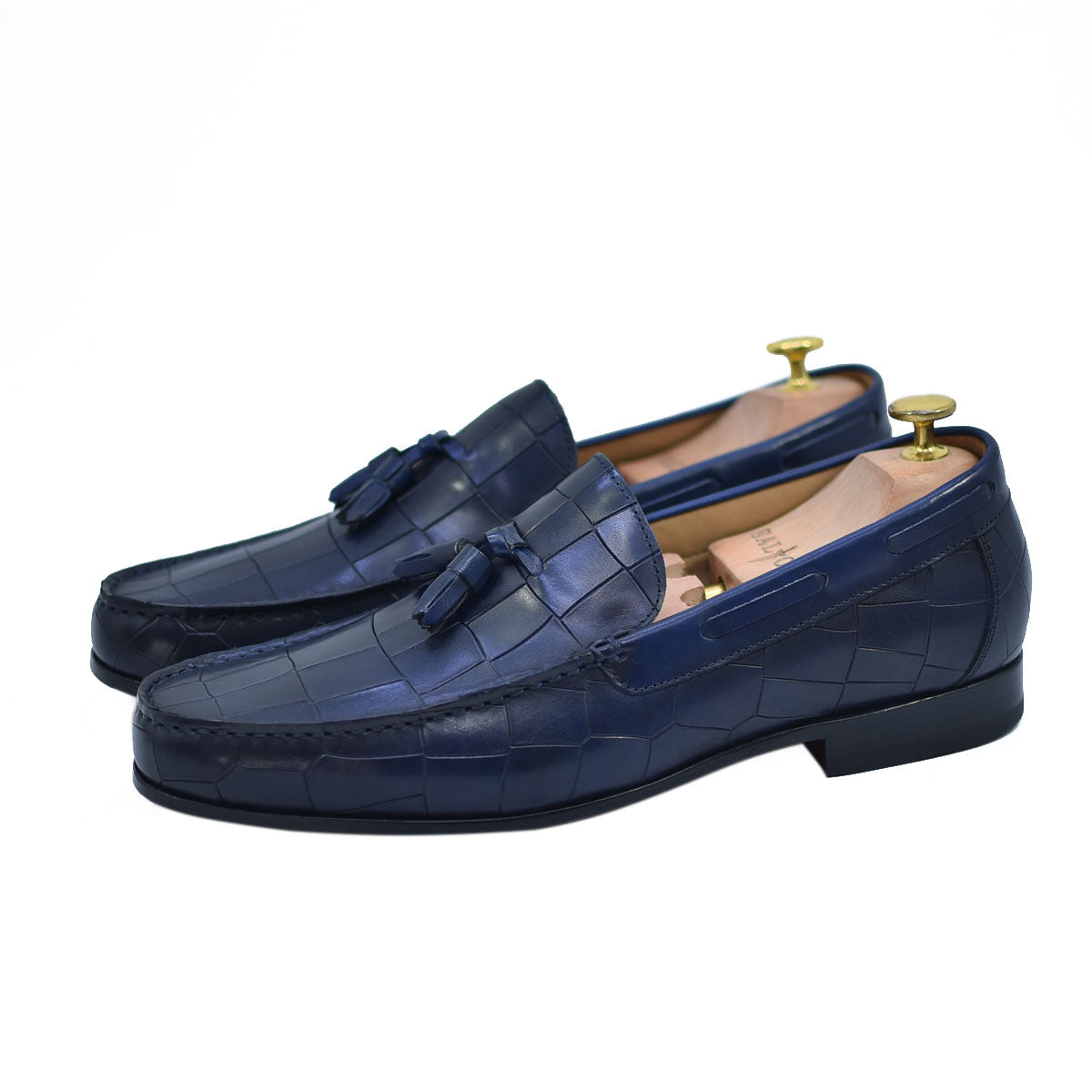 Lucca - Navy Leather Tassel Loafers-1