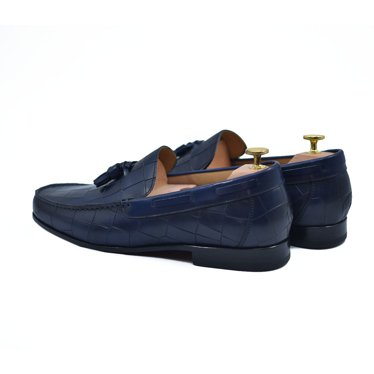 Lucca - Navy Leather Tassel Loafers-3