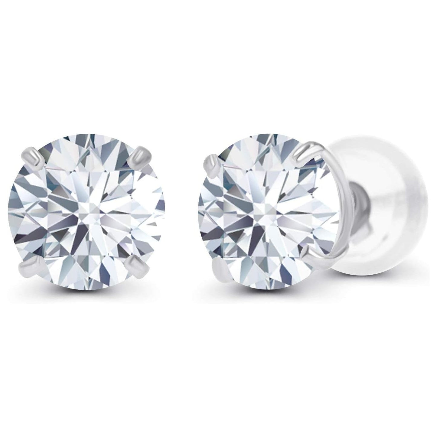 1.00 CTW Genuine Certified Moissanite Stud Earrings in Solid 14K White or Yellow Gold-0