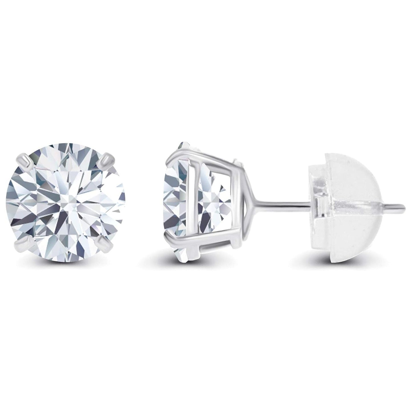 1.00 CTW Genuine Certified Moissanite Stud Earrings in Solid 14K White or Yellow Gold-2