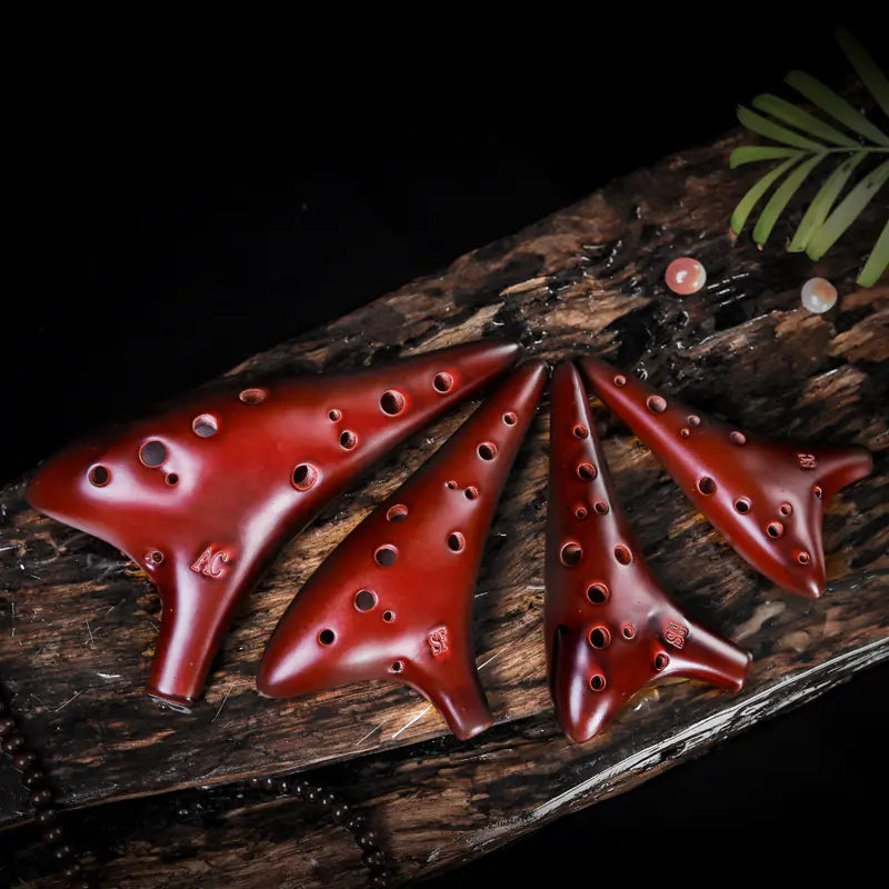 Hand-Painted 12-Hole Ocarina Set with Starry Design