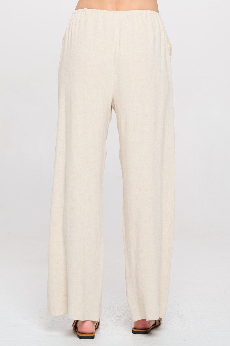 Linen Adjustable Straight Leg Pants with Pockets-3