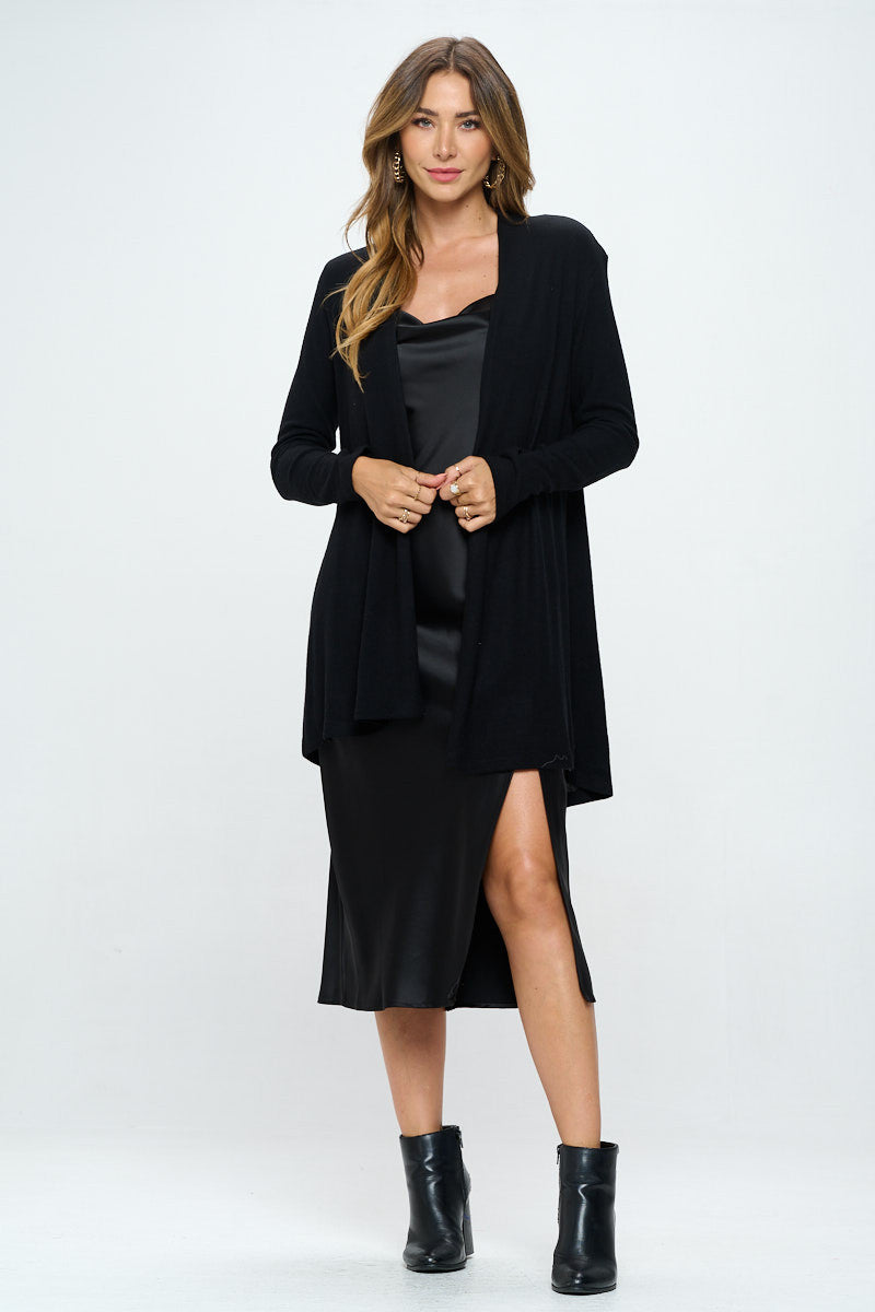 Brushed Knit Drape Front Cardigan with Cashmere Feel-4