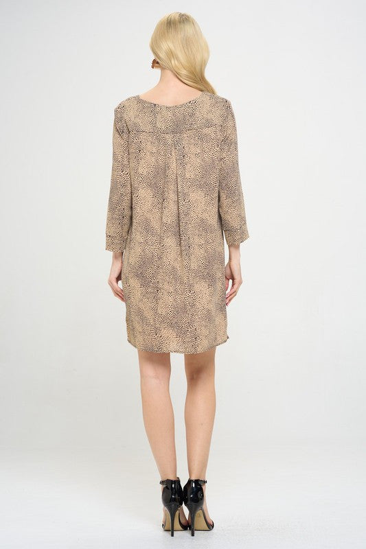 Animal Print Lined 3/4 Sleeve Dress-4