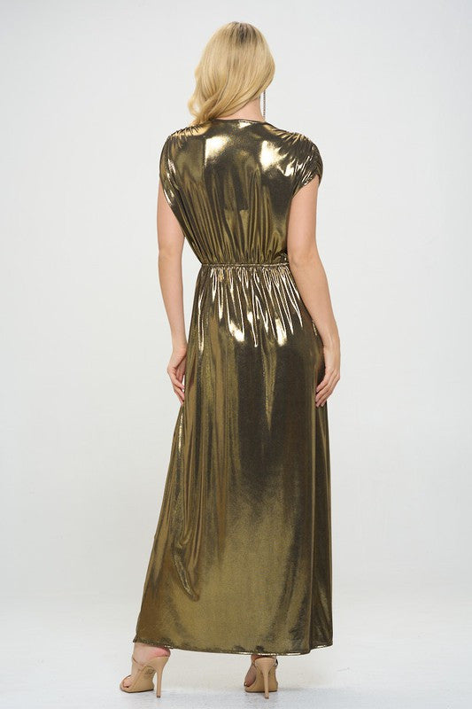 Sleeveless Metallic Maxi Dress-4