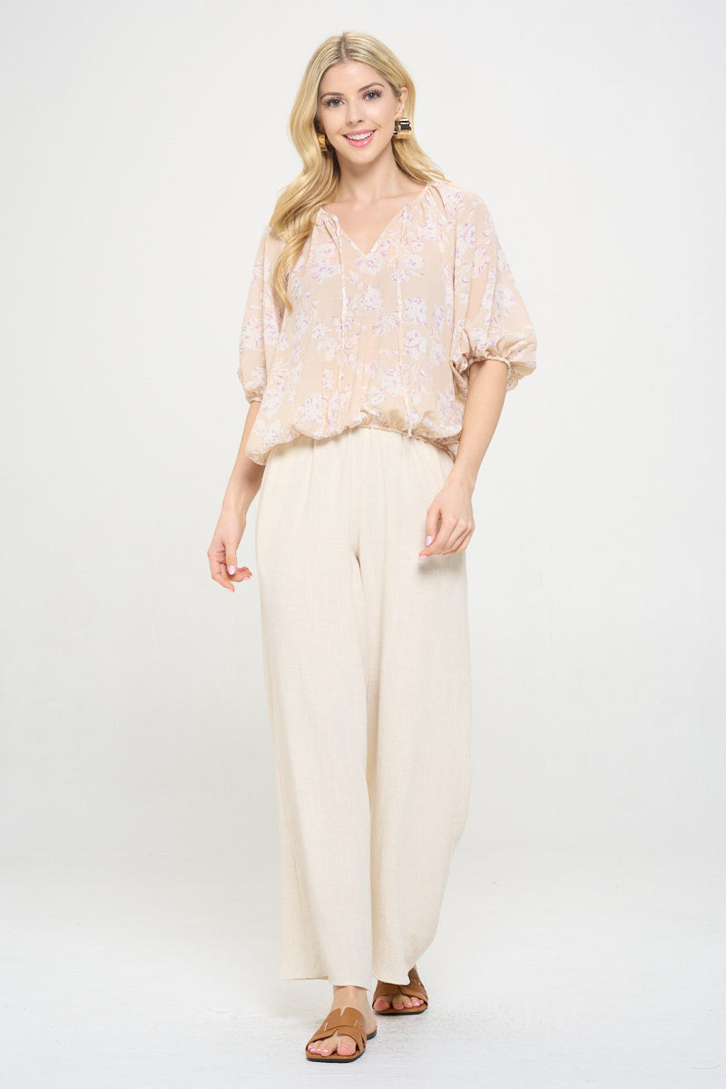 Floral Print V neck 3/4 Sleeve-4