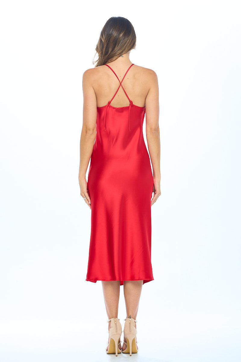 Satin Bias Slip Dress with Slit-4