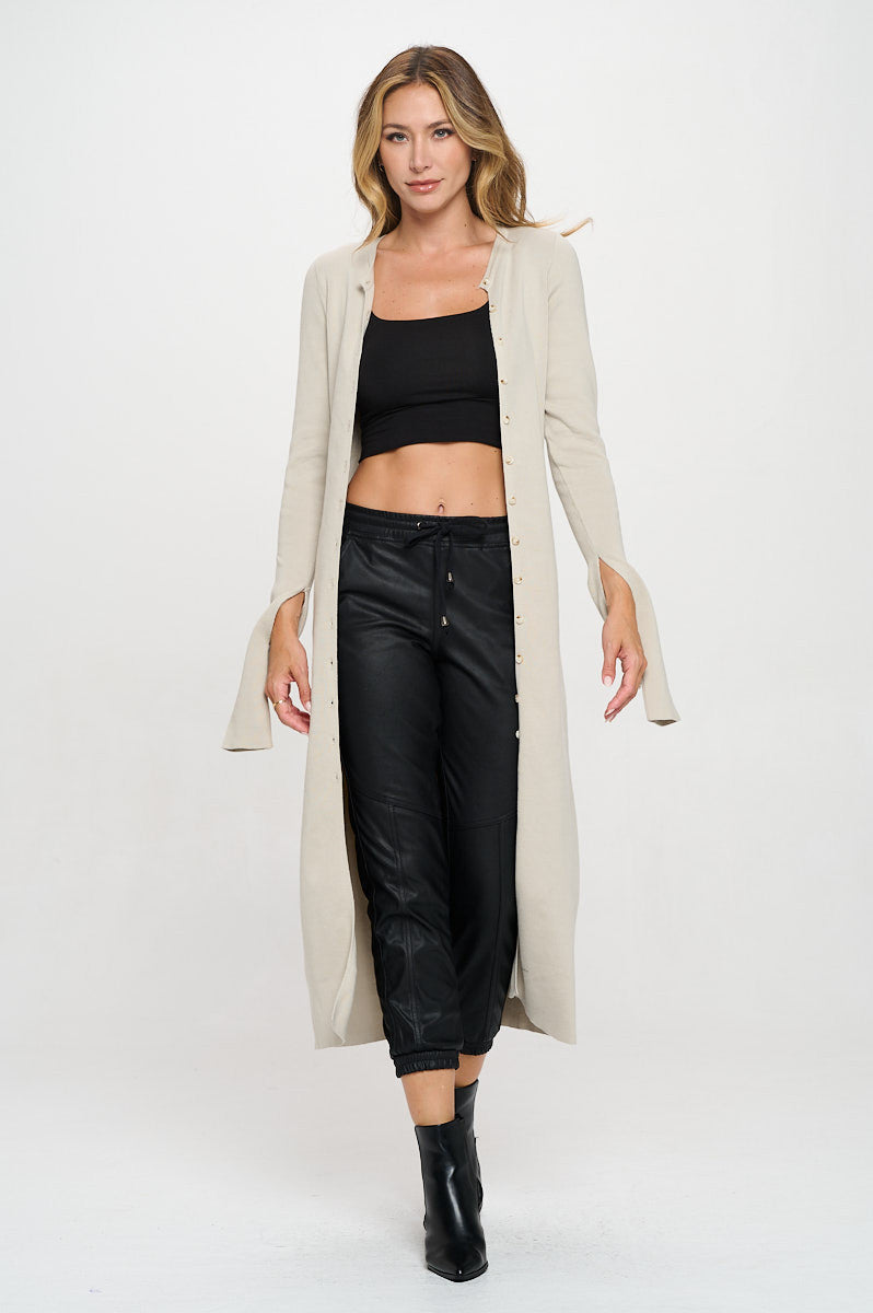 Rib Knit Maxi Dress with Buttons and Open Sleeve-7