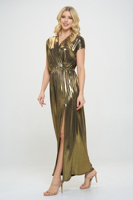 Sleeveless Metallic Maxi Dress-1
