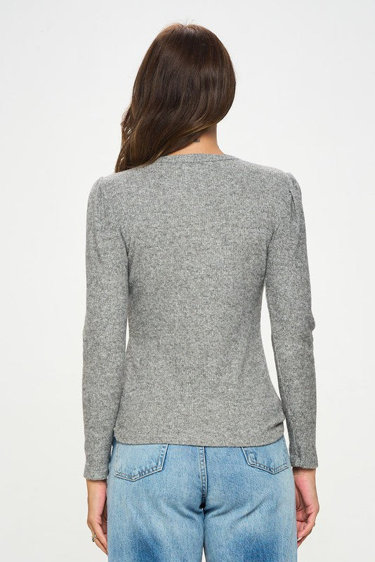 Knit Round neck Long Sleeve Top-3