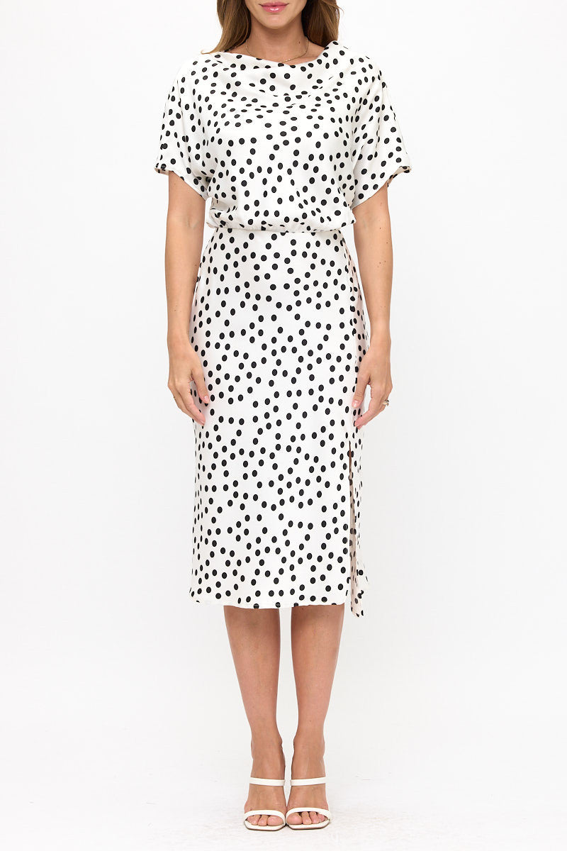 Polka Dot Dress Print With Slit-1