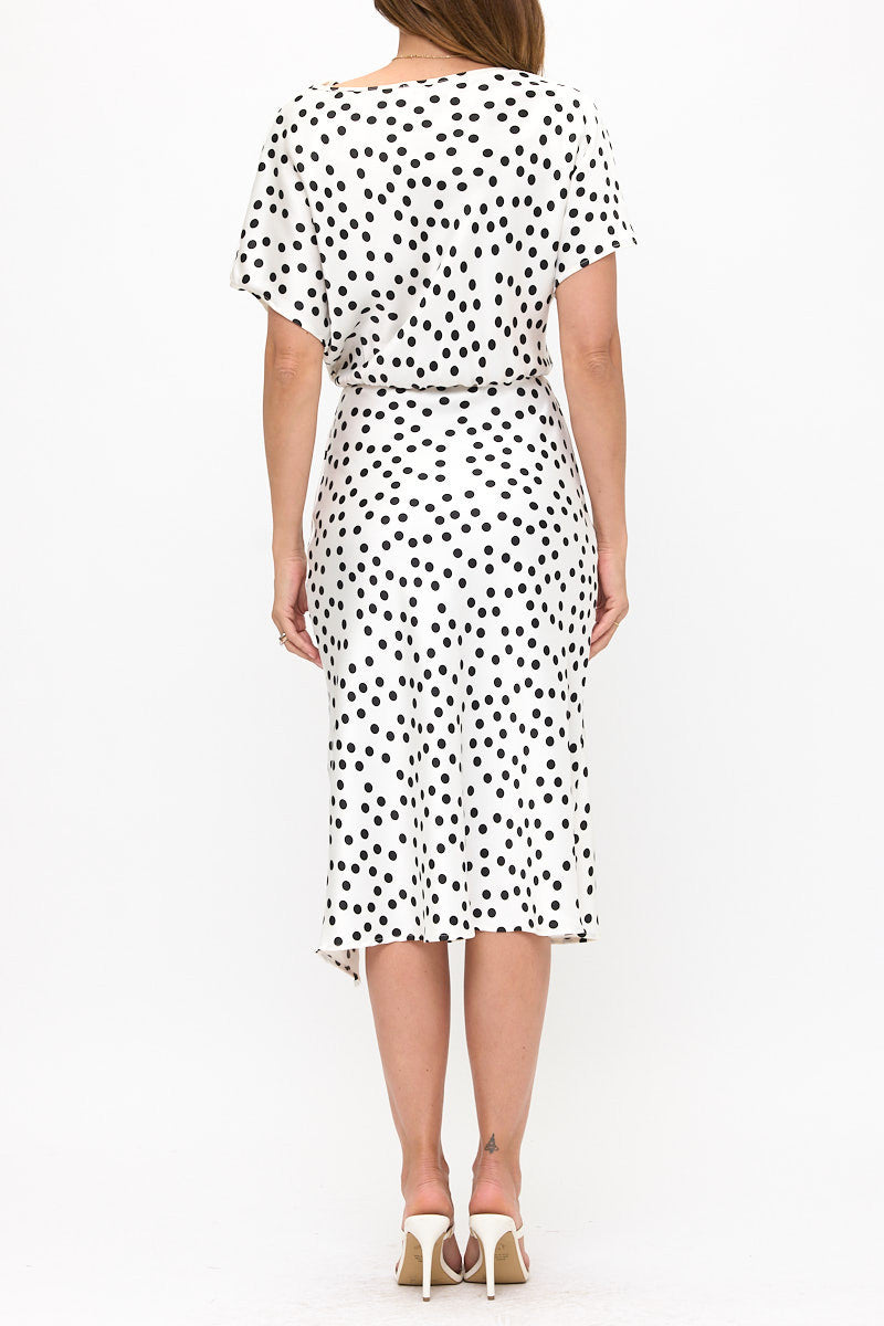Polka Dot Dress Print With Slit-3
