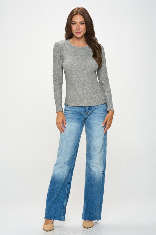 Knit Round neck Long Sleeve Top-4