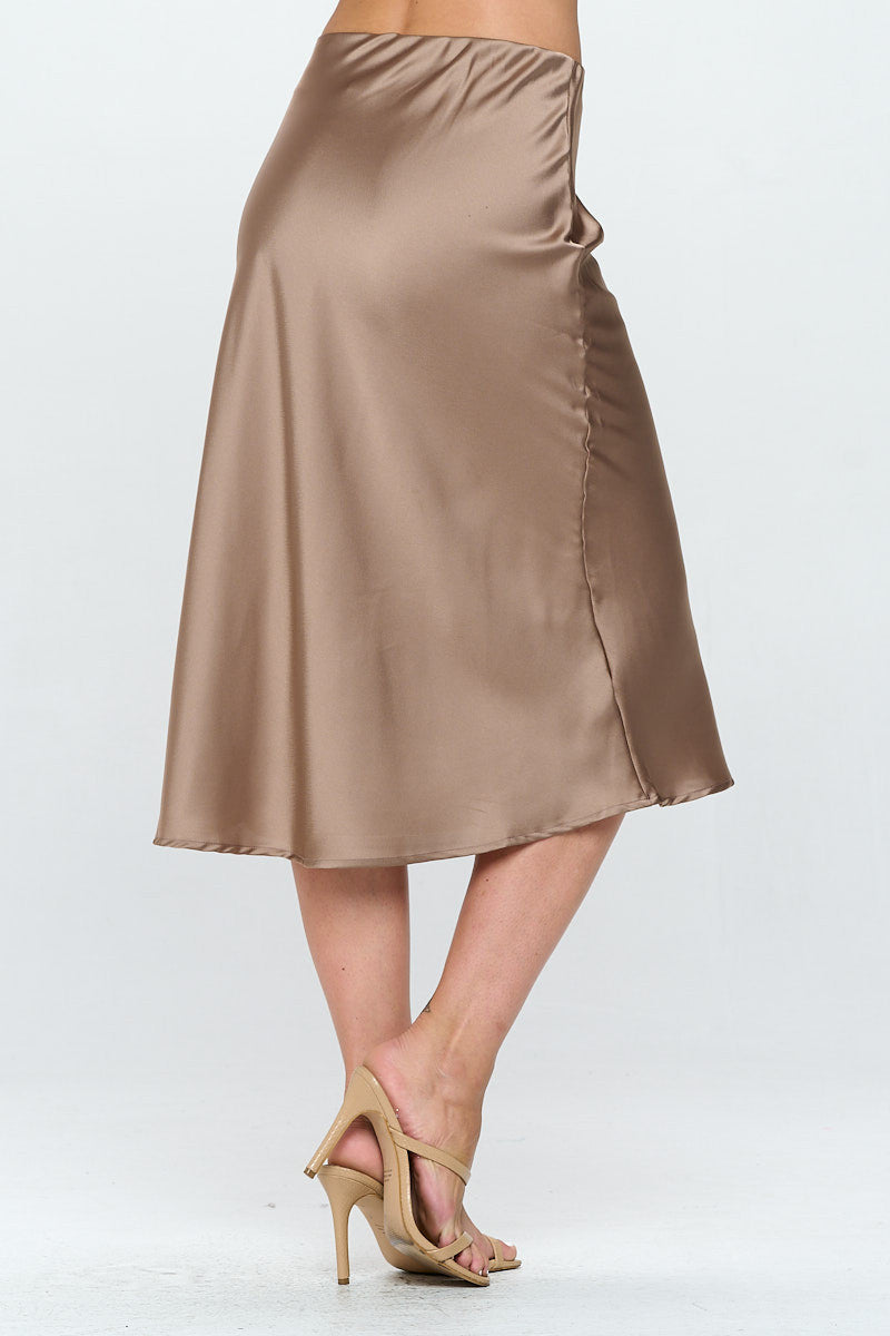 Solid Satin Midi Skirt-2