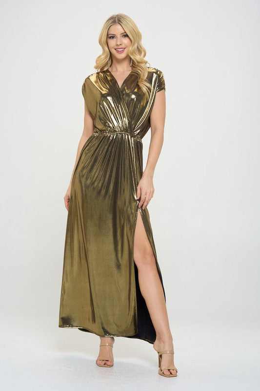 Sleeveless Metallic Maxi Dress-2