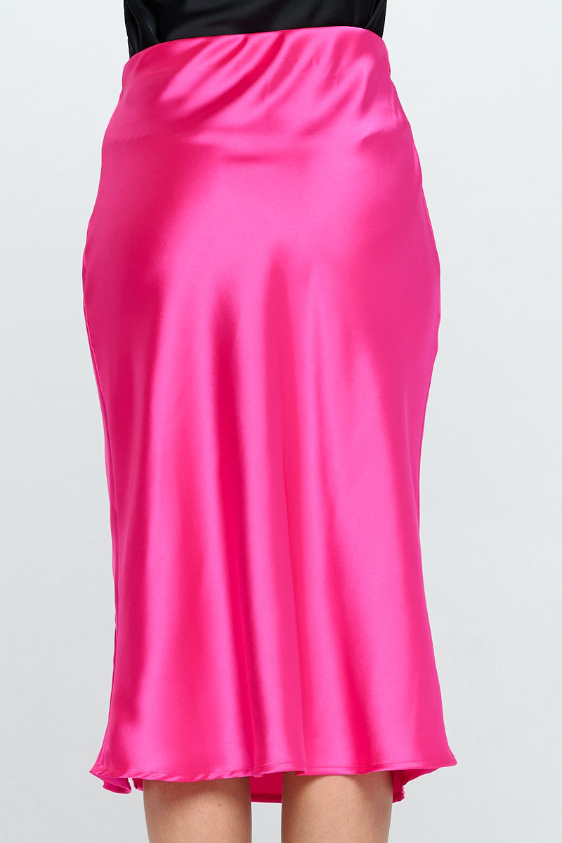 Solid Satin Midi Skirt-4