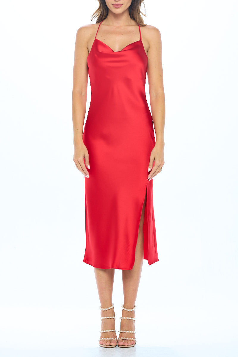 Satin Bias Slip Dress with Slit-3