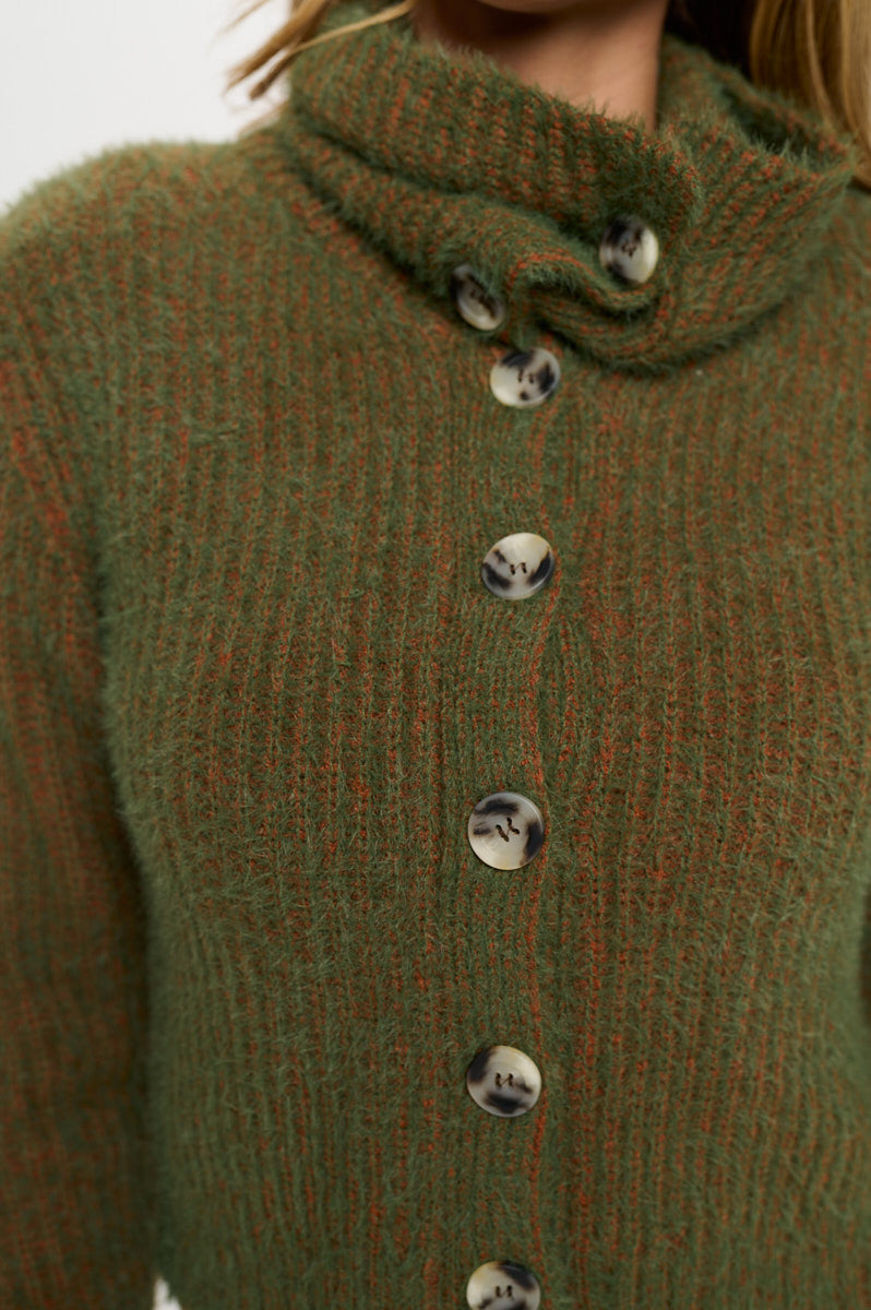 Knit Long Sleeve Collard Cardigan with Buttons-1