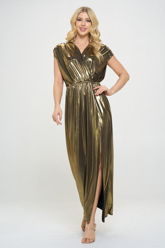 Sleeveless Metallic Maxi Dress-3
