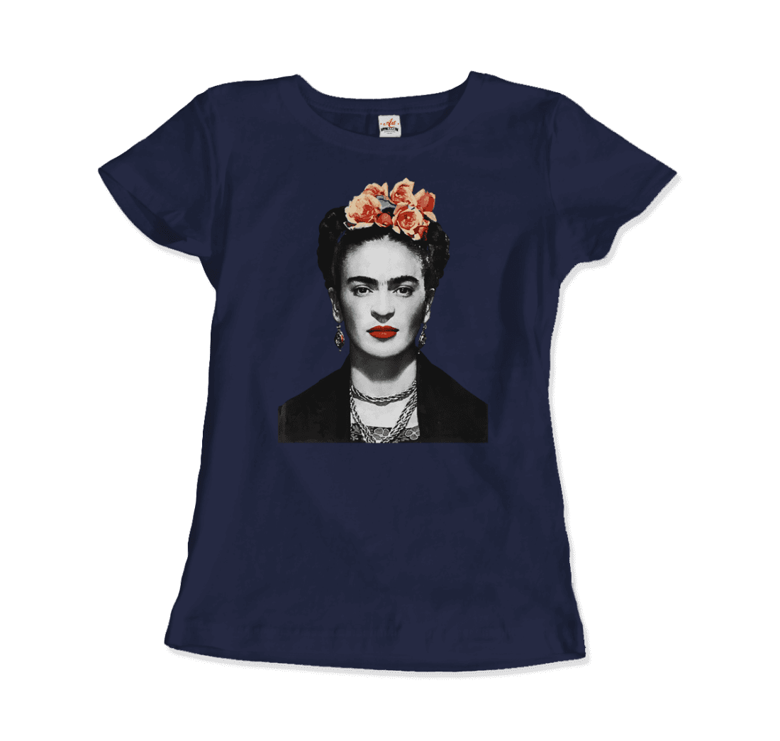 Frida Kahlo With Flowers Portrait Artwork T-Shirt-9