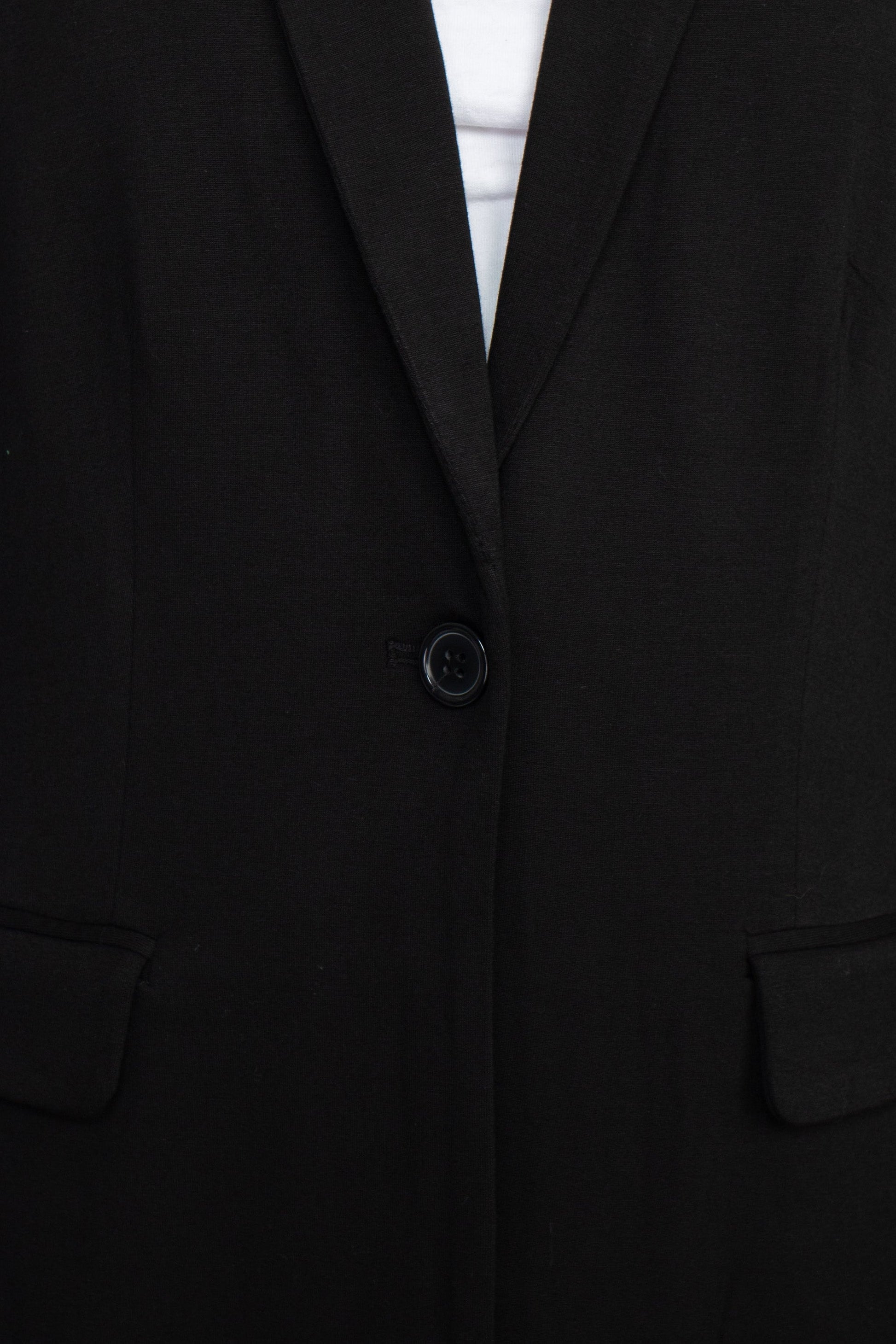 M Magaschoni Notch Collar Long Sleeve Flap Pockets 1 Button Closure Rayon Blazer-2