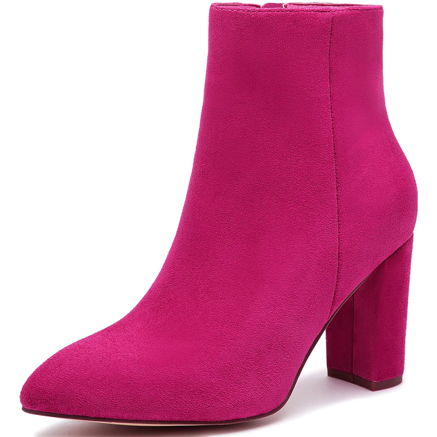 Jiu du Womens Ankle Boots Hot Pink Ankle Boots Sexy Pointed Toe Mid Calf Hot Pink Suede boots for women Size 8.5