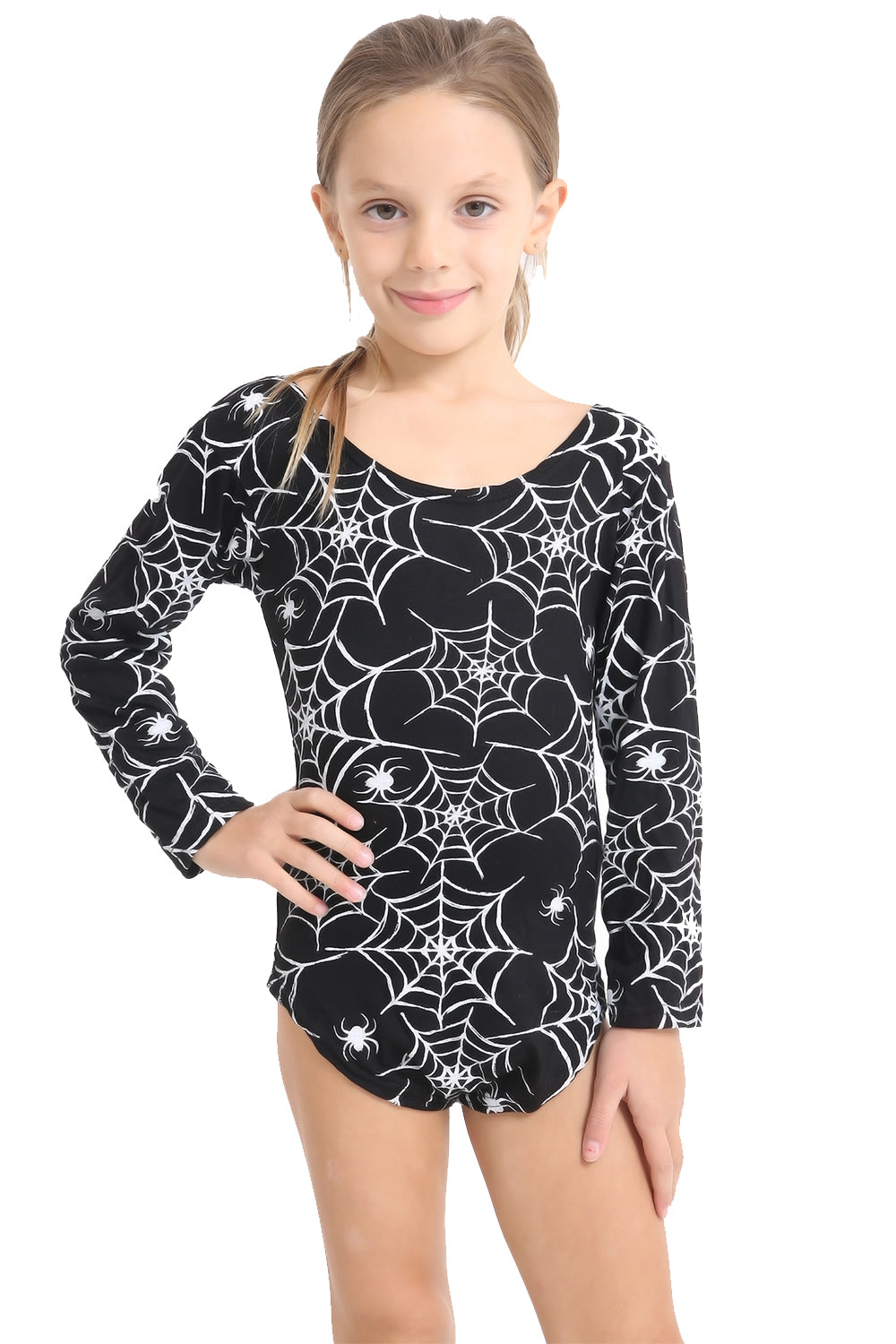 Crazy Chick Girls Spider Printed Black leotard-0