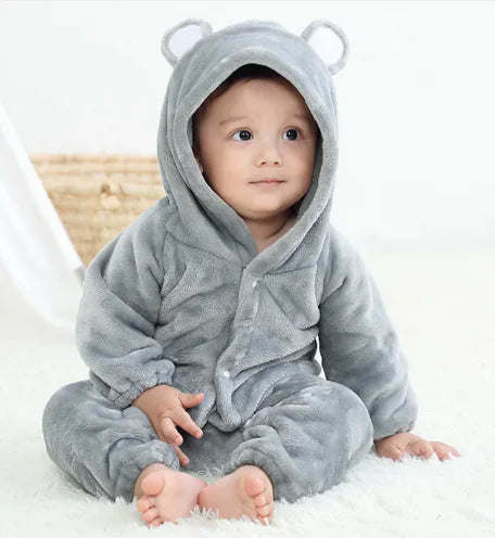 Flannel Bear Hooded Romper for Kids