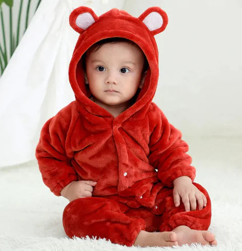 Flannel Bear Hooded Romper for Kids