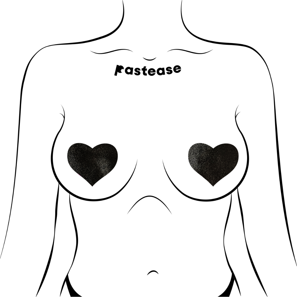 5-Pack: Liquid Black Heart Nipple Pasties by Pastease® o/s-2