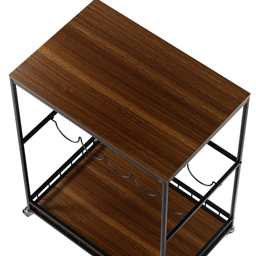 Levede Wooden Bar Cart Drinks Trolley 3 Tire-2