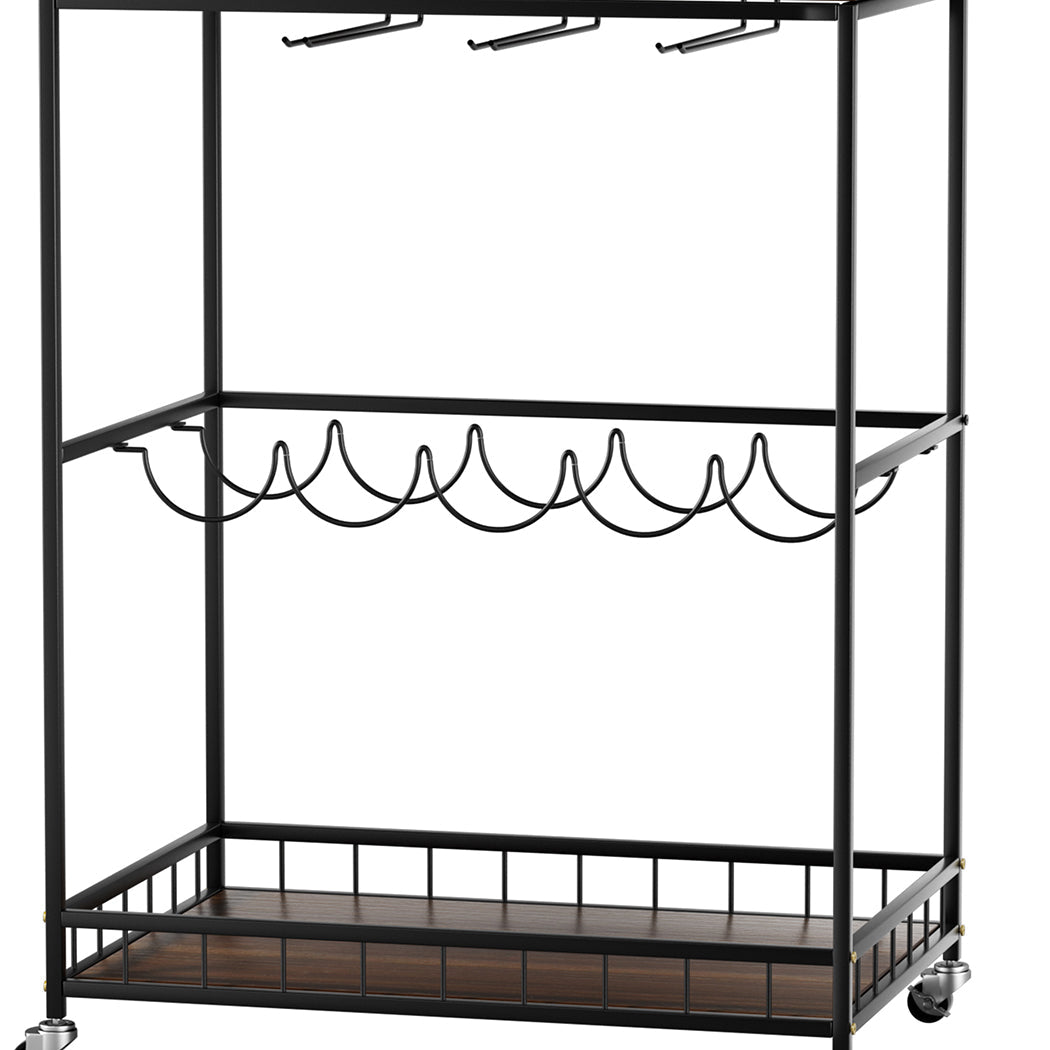 Levede Wooden Bar Cart Drinks Trolley 3 Tire-4