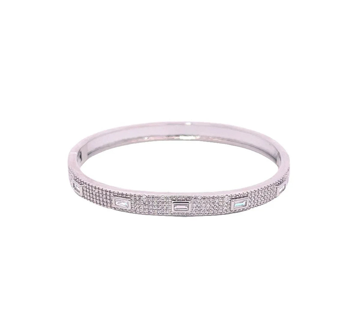 CZ Paved Stone Bangle Bracelet (B115)-2