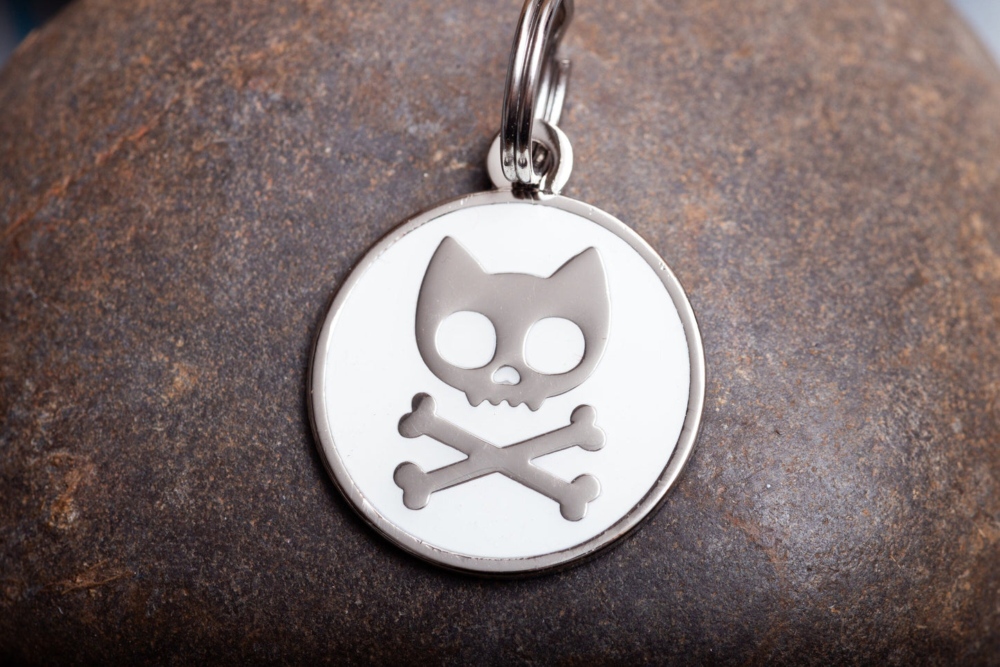 Engraved Glow-in-the-dark Skull and crossbones cat ID Tag-1