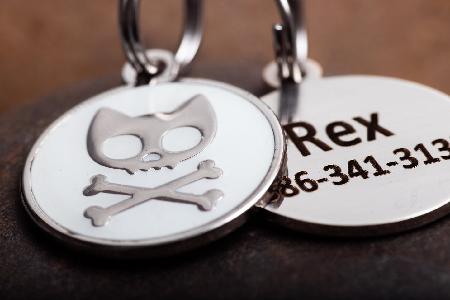 Engraved Glow-in-the-dark Skull and crossbones cat ID Tag-2