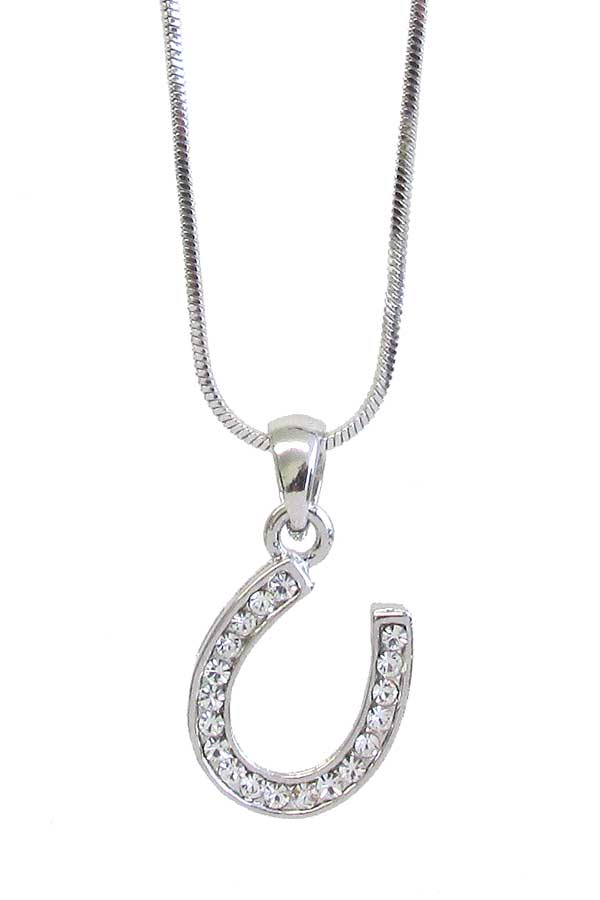 MADE IN KOREA WHITEGOLD PLATING HORSESHOE PENDANT NECKLACE-0