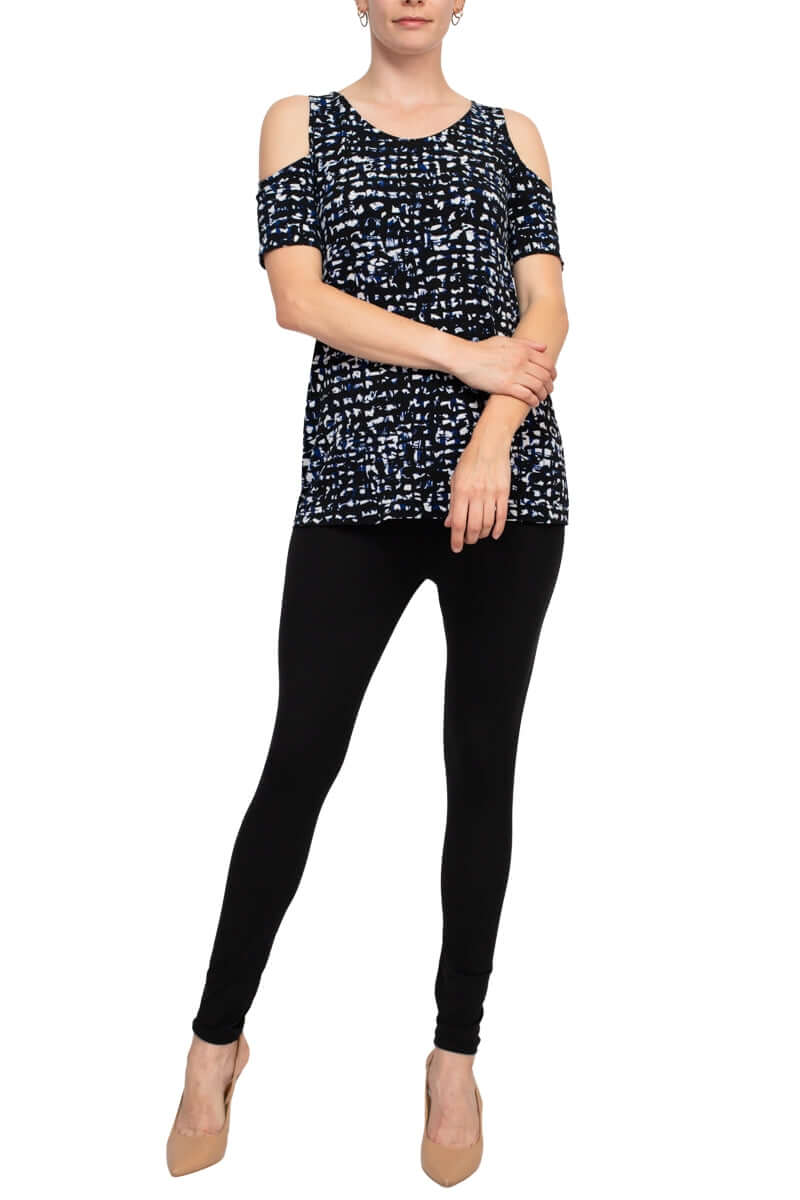Leota Scoop Neck Cutout Shoulder Short Sleeve Multi Print Jersey Top-4