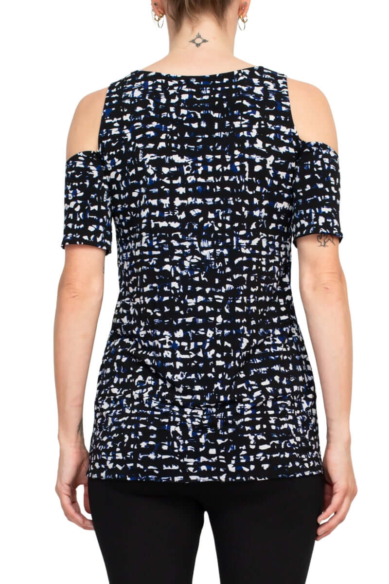 Leota Scoop Neck Cutout Shoulder Short Sleeve Multi Print Jersey Top-2