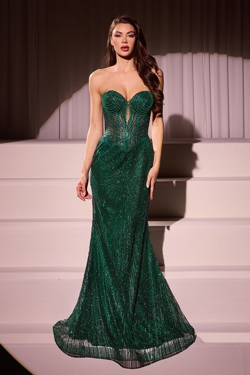 Strapless Silver Embellished Gown-4