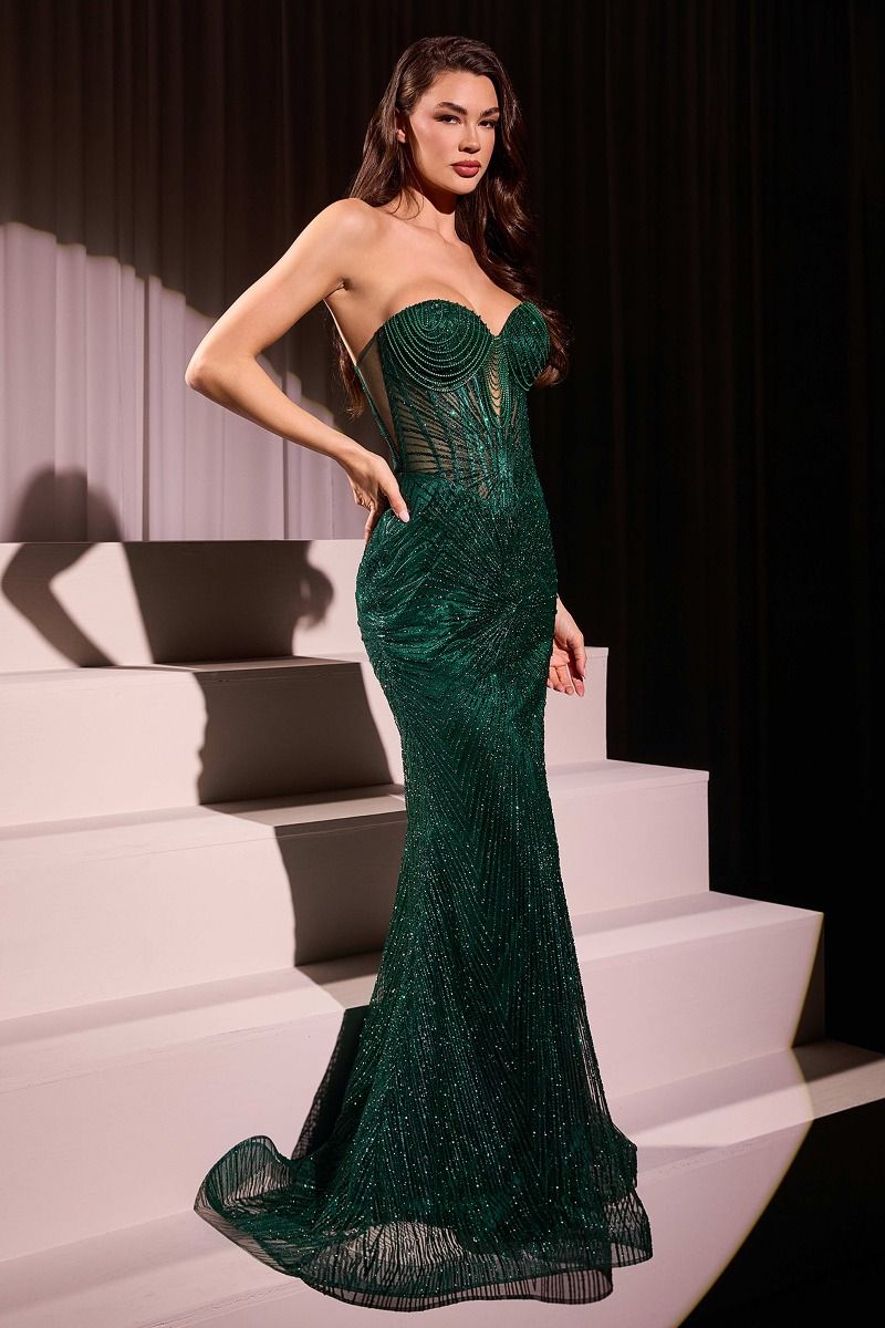 Strapless Silver Embellished Gown-5