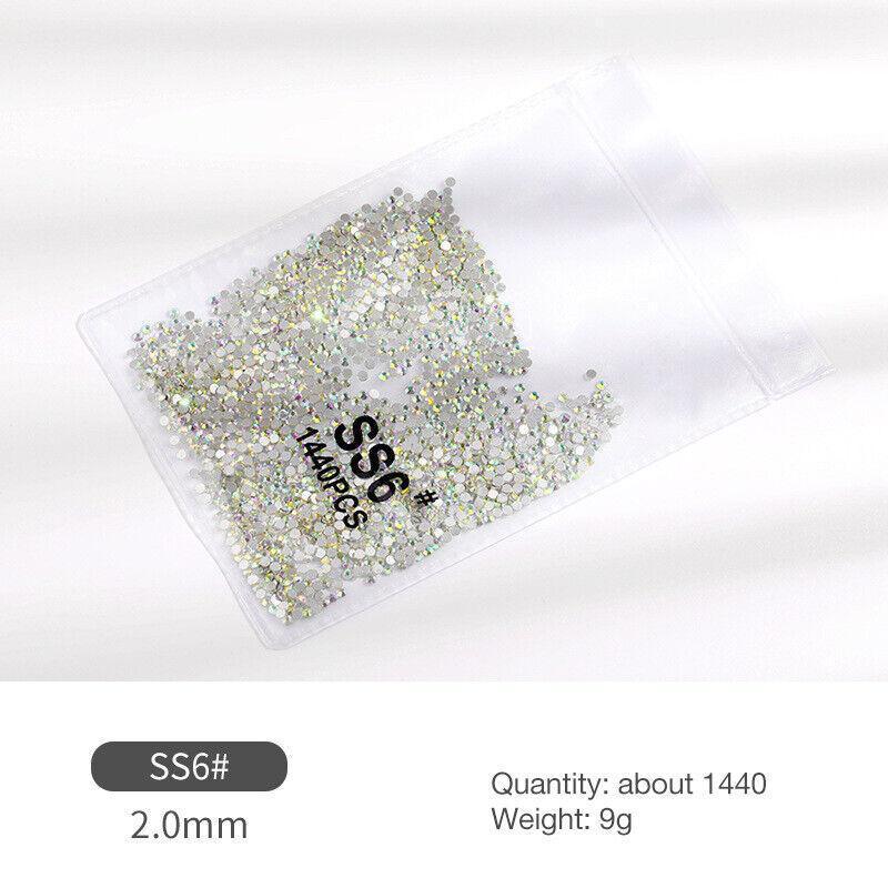 1440Pcs Glitter Rhinestones Crystal Flat Clear Bottom Glass Nail Art Nail Drill-2