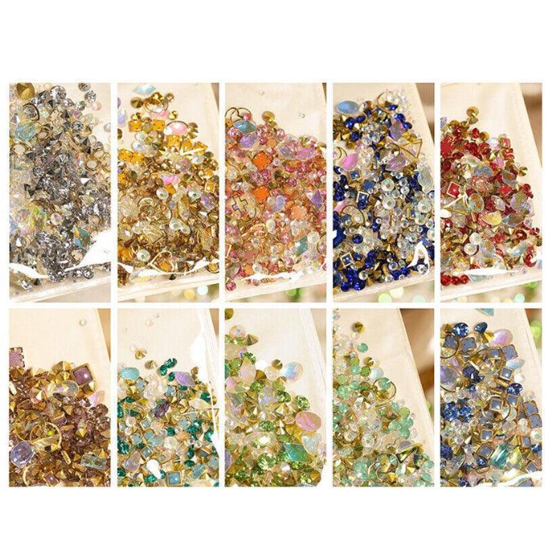 10 Aurora Colorful 3D Nail Art Crystals Heart and Diamond Styles-1