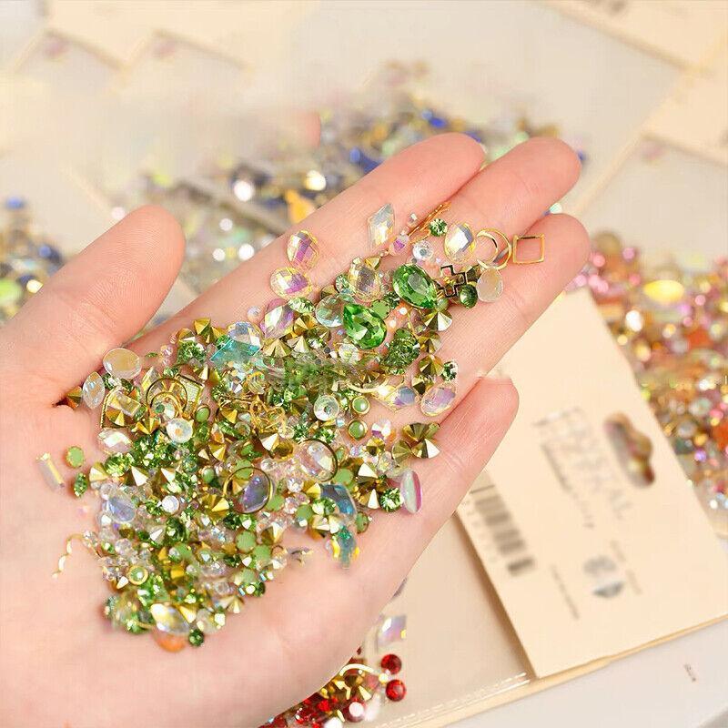 10 Aurora Colorful 3D Nail Art Crystals Heart and Diamond Styles-4