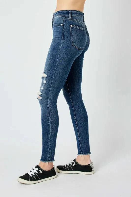 Judy Blue Full Size High Waist Distressed Skinny Jeans-4