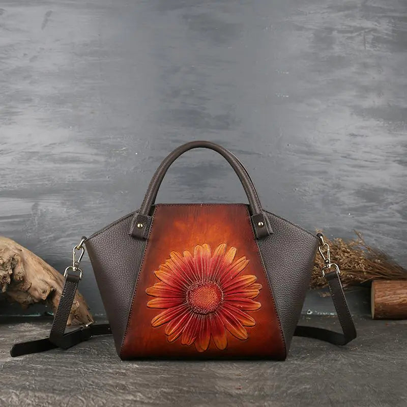 2020 Genuine Leather Vintage Tote Shoulder Bag