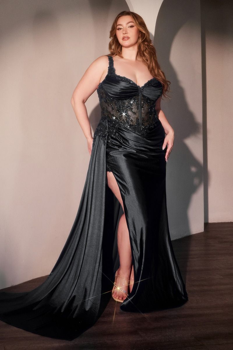 Satin Fitted Embellished Body Dress-3
