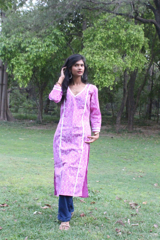 Lavender Grace Straight Kurti-0